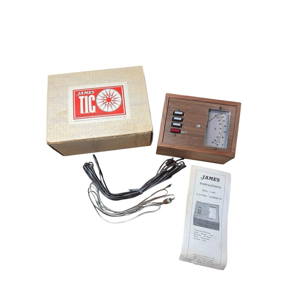 Vintage 70’s Desktop 3 Sensor Weather Station Electronic Temperature In Box READ